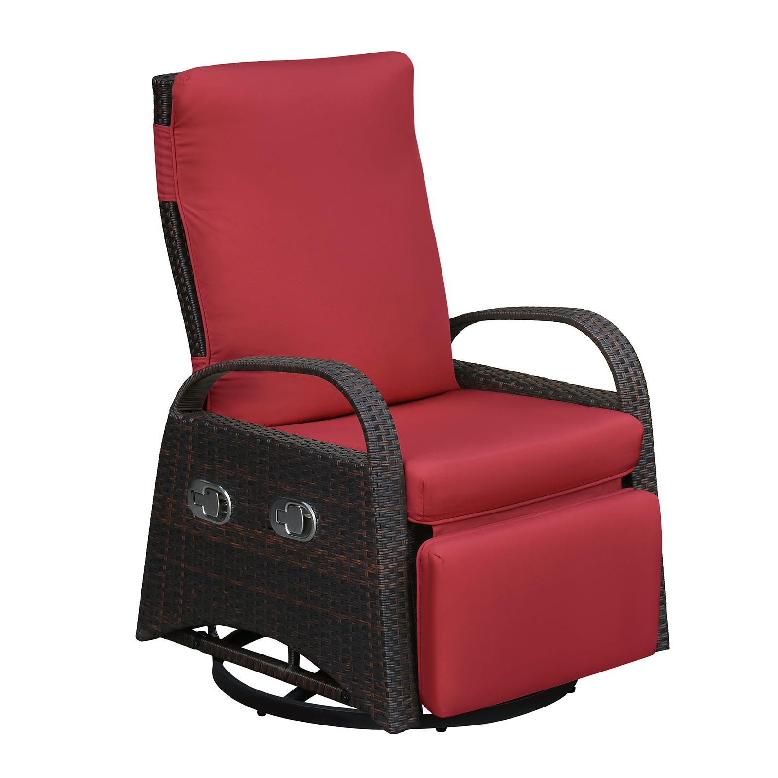 Arttoreal Outdoor Swivel Rattan Lounge Chair, 42.2 inches high,  – Indoor/Outdoor Recliner with Side Table