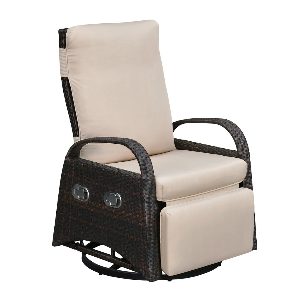 Arttoreal Outdoor Swivel Rattan Lounge Chair, 42.2 inches high,  – Indoor/Outdoor Recliner with Side Table