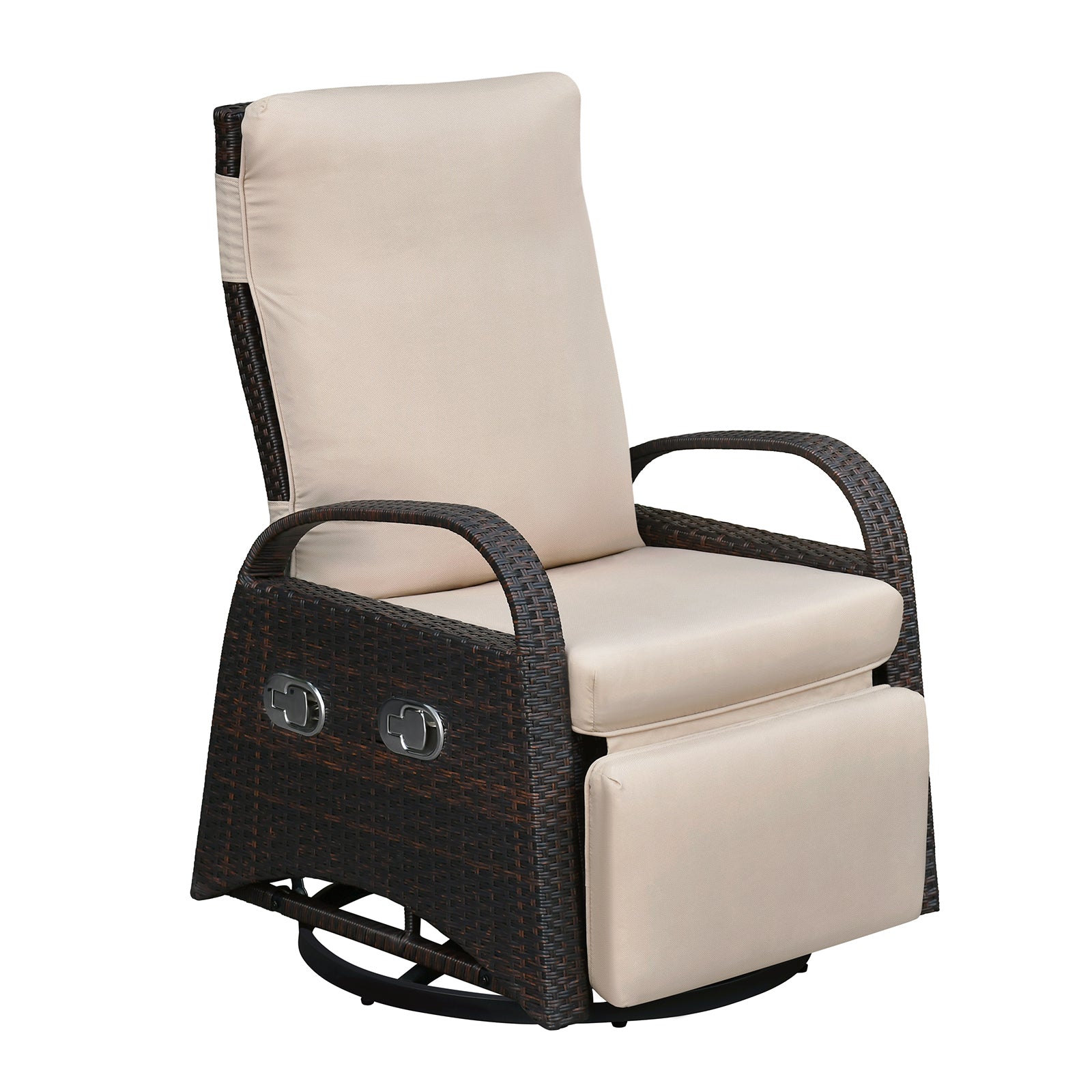 Arttoreal Outdoor Swivel Rattan Lounge Chair, 42.2 inches high,  – Indoor/Outdoor Recliner with Side Table