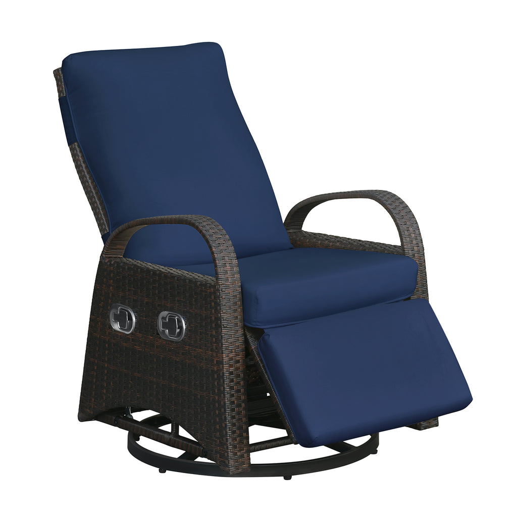 Arttoreal Outdoor Swivel Rattan Lounge Chair, 42.2 inches high,  – Indoor/Outdoor Recliner with Side Table