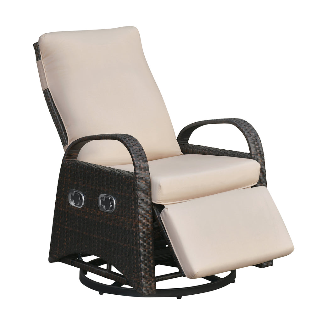 Arttoreal Outdoor Swivel Rattan Lounge Chair, 42.2 inches high,  – Indoor/Outdoor Recliner with Side Table