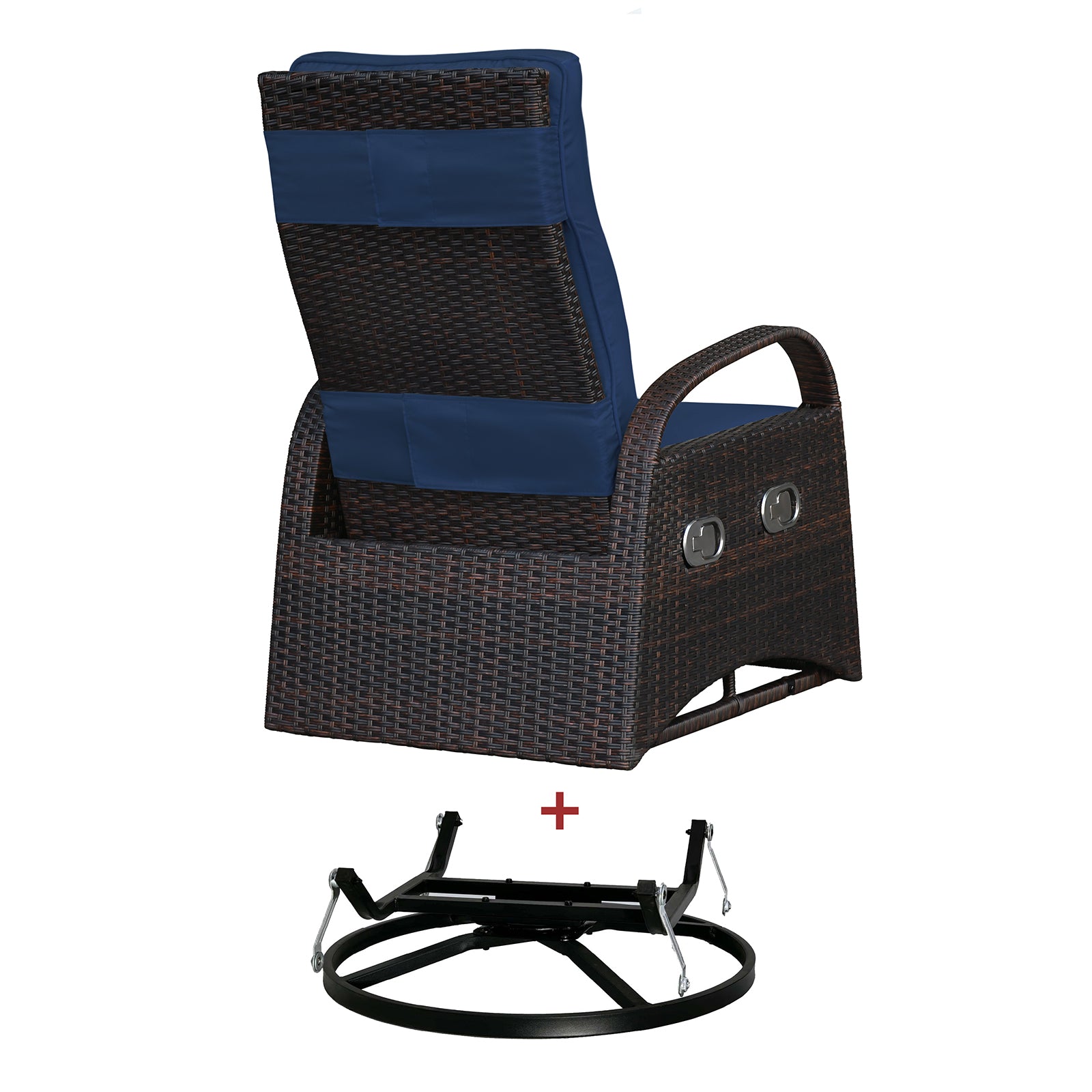 Arttoreal Outdoor Swivel Rattan Lounge Chair, 42.2 inches high,  – Indoor/Outdoor Recliner with Side Table