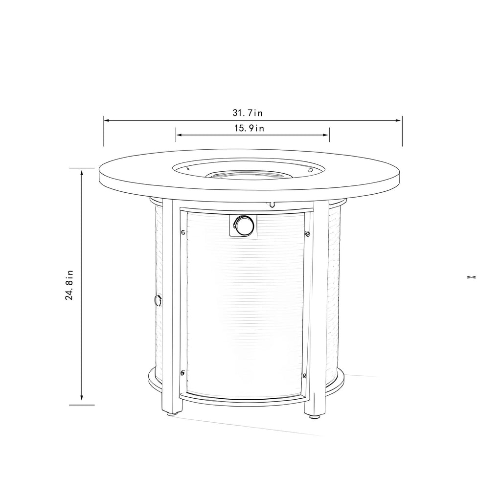 32" Propane Gas Fire Pit Table, 50000 BTU Round Steel Fire Pit for Outside Patio Deck Garden Courtyard-Black