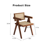 Modern Mid Century Dining Chairs Set of 2, Rattan Accent Chairs, Comfy Armchairs, Outdoor Wood Chairs with Armrest for Bedroom Living Room Reading Room Dining Kitchen