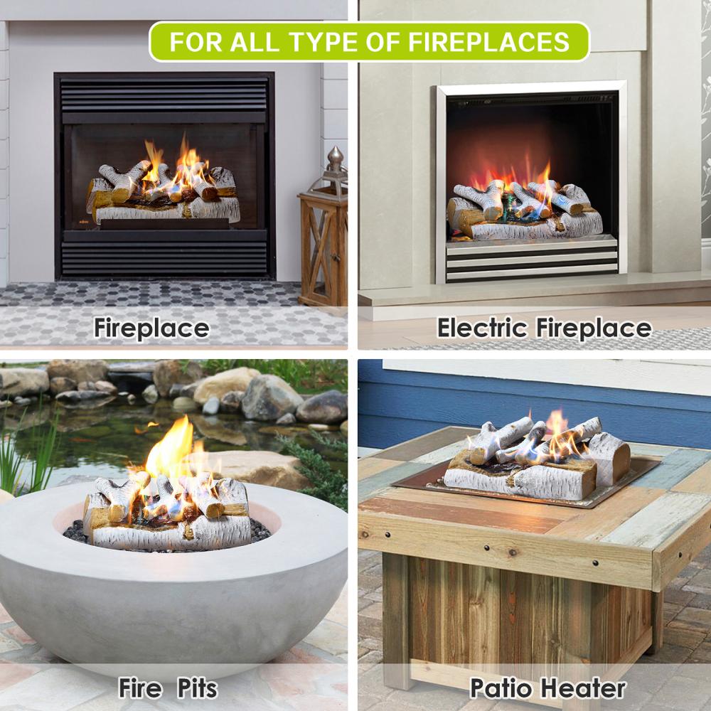 5Pc Ceramic Fireplace Logs Set / Fire Pits Fiber White Birch Fake Firewood / Electric Fireplaces Wood Logs