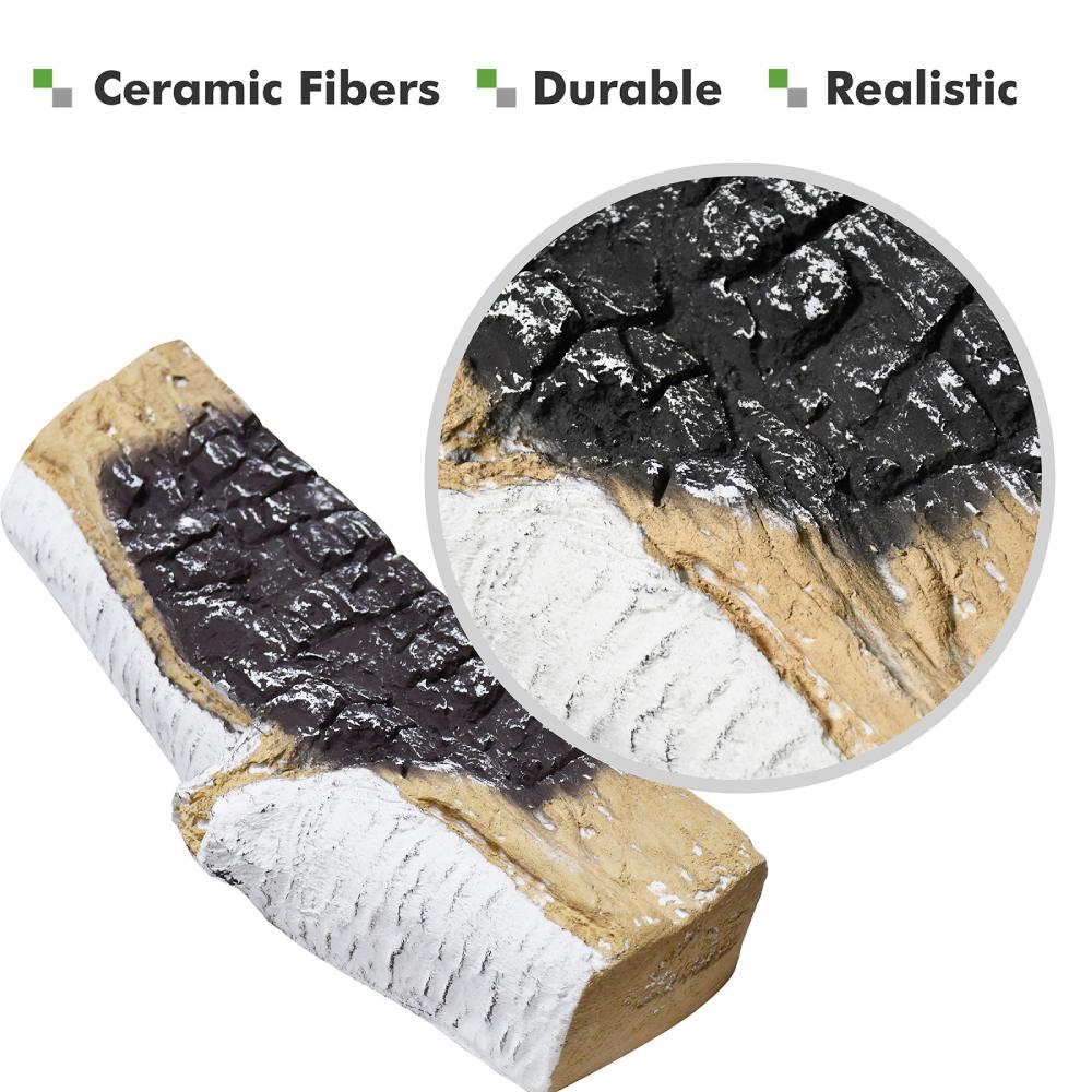 5Pc Ceramic Fireplace Logs Set / Fire Pits Fiber White Birch Fake Firewood / Electric Fireplaces Wood Logs