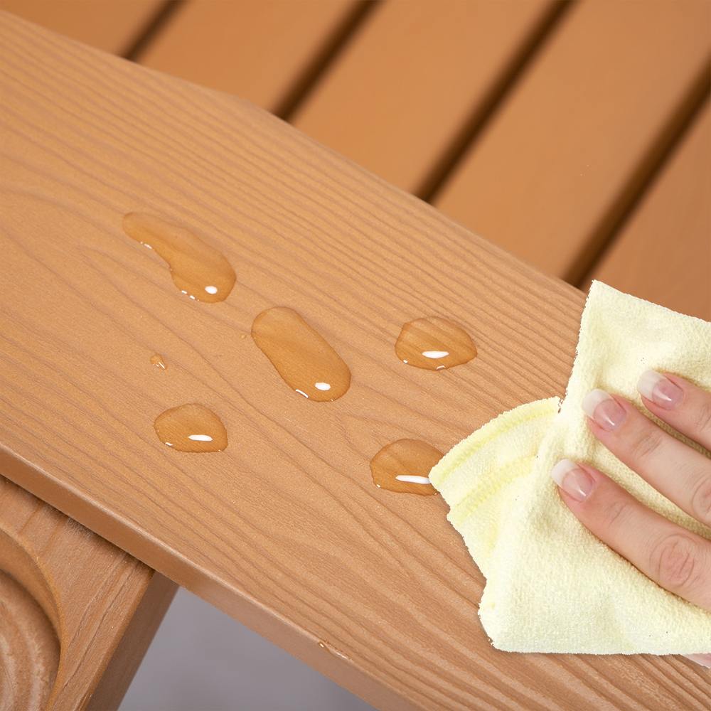 Patio Folding Adirondack Chair with Retractable Ottoman, Cup Holder for Porch, Pool, Deck, Backyard, Garden