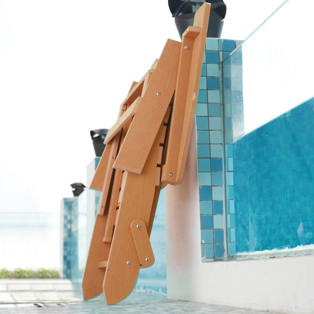 Patio Folding Adirondack Chair with Retractable Ottoman, Cup Holder for Porch, Pool, Deck, Backyard, Garden