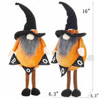 2Pcs Fabric Standing Orange Gnome Plush Decor W/Holding Banner - Seasonal Decoration for Halloween Decor, Bedroom Living Room Console Table Bookshelf Accent Piece, 6.3x4.3x16"