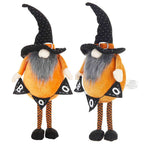 2Pcs Fabric Standing Orange Gnome Plush Decor W/Holding Banner - Seasonal Decoration for Halloween Decor, Bedroom Living Room Console Table Bookshelf Accent Piece, 6.3x4.3x16"