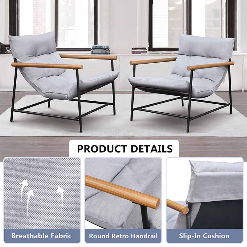 Patio Living Room Armchair, Modern Reading Accent Chair with Soft Cushion for Indoor, Bedroom, Reading Room, Balcony