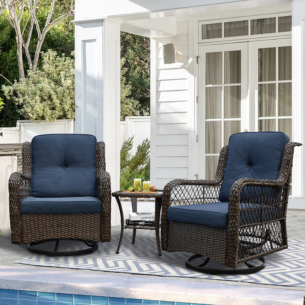 Outdoor Bistro Set 3 Pieces/Outdoor Resin Wicker Swivel Rocker Patio Chair/360-Degree Swivel Rocking Chairs/Outdoor Rattan Conversation Sets