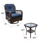 Outdoor Bistro Set 3 Pieces/Outdoor Resin Wicker Swivel Rocker Patio Chair/360-Degree Swivel Rocking Chairs/Outdoor Rattan Conversation Sets