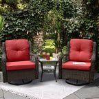 Outdoor Bistro Set 3 Pieces/Outdoor Resin Wicker Swivel Rocker Patio Chair/360-Degree Swivel Rocking Chairs/Outdoor Rattan Conversation Sets