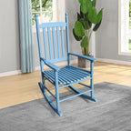 Wooden Porch Rocking Chair with Wide Arms, No Cushions for Patio or Living Room