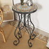 Round Ceramic Outdoor Side Table,Colorful+Black