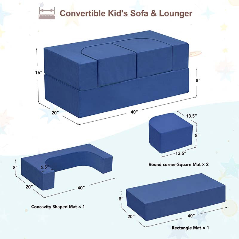 【Clearance Sale】Kids Couch Sofa, 4 Pcs Modular Toddler Couch, Freely Removable Kids Chair Sofa for Playing, Creativity, Sleeping for Playroom, Bedroom Furniture