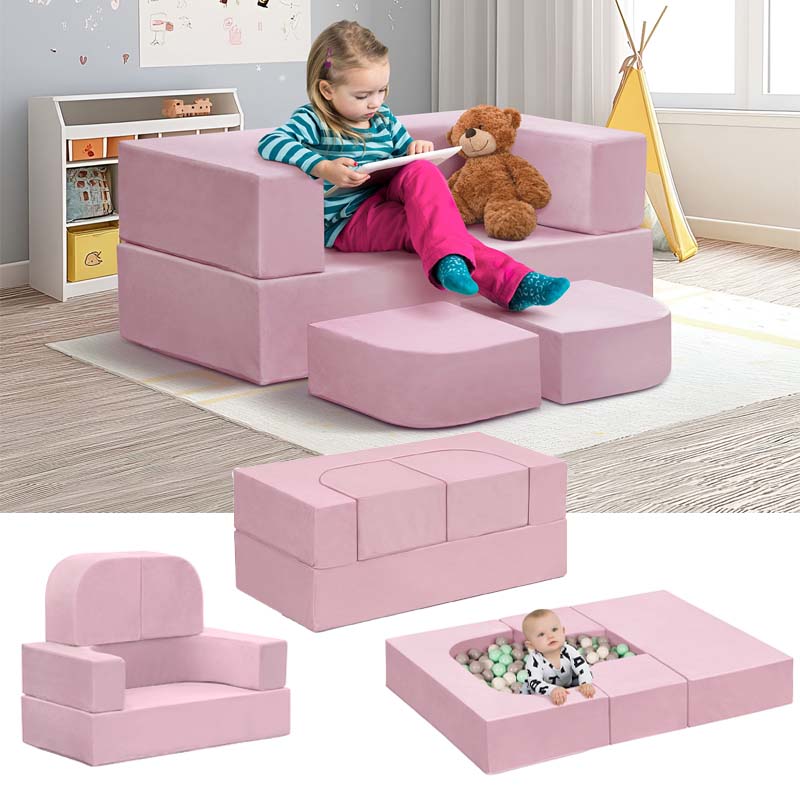 【Clearance Sale】Kids Couch Sofa, 4 Pcs Modular Toddler Couch, Freely Removable Kids Chair Sofa for Playing, Creativity, Sleeping for Playroom, Bedroom Furniture