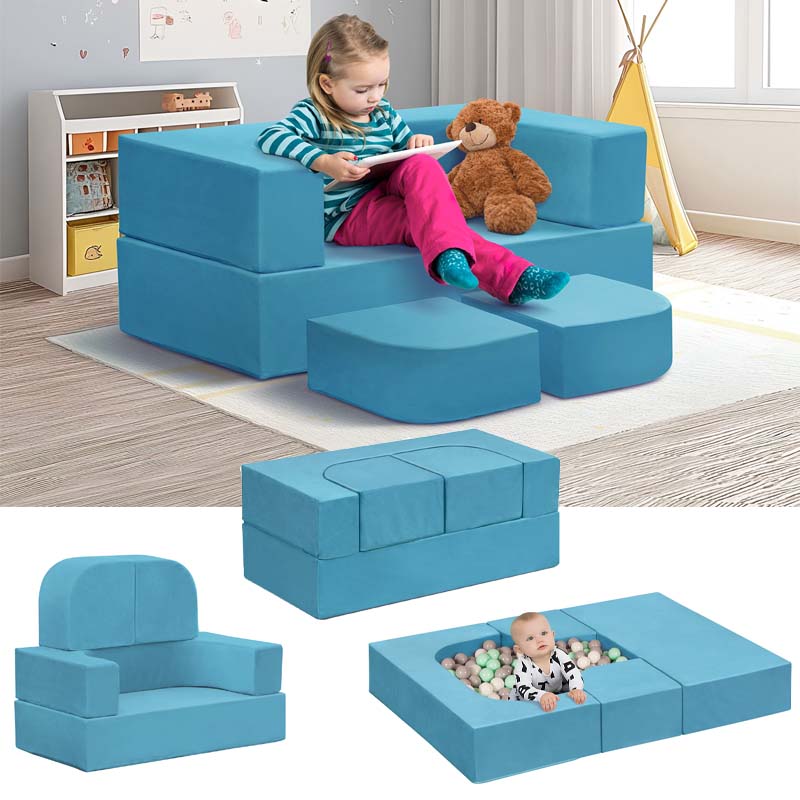 Modularity Kids Modular Kids Couch 7-Piece - Convertible Toddler Sofa Set For Playroom ...