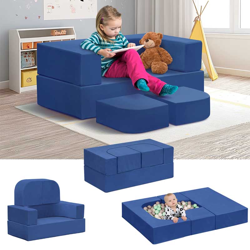 【Clearance Sale】Kids Couch Sofa, 4 Pcs Modular Toddler Couch, Freely Removable Kids Chair Sofa for Playing, Creativity, Sleeping for Playroom, Bedroom Furniture