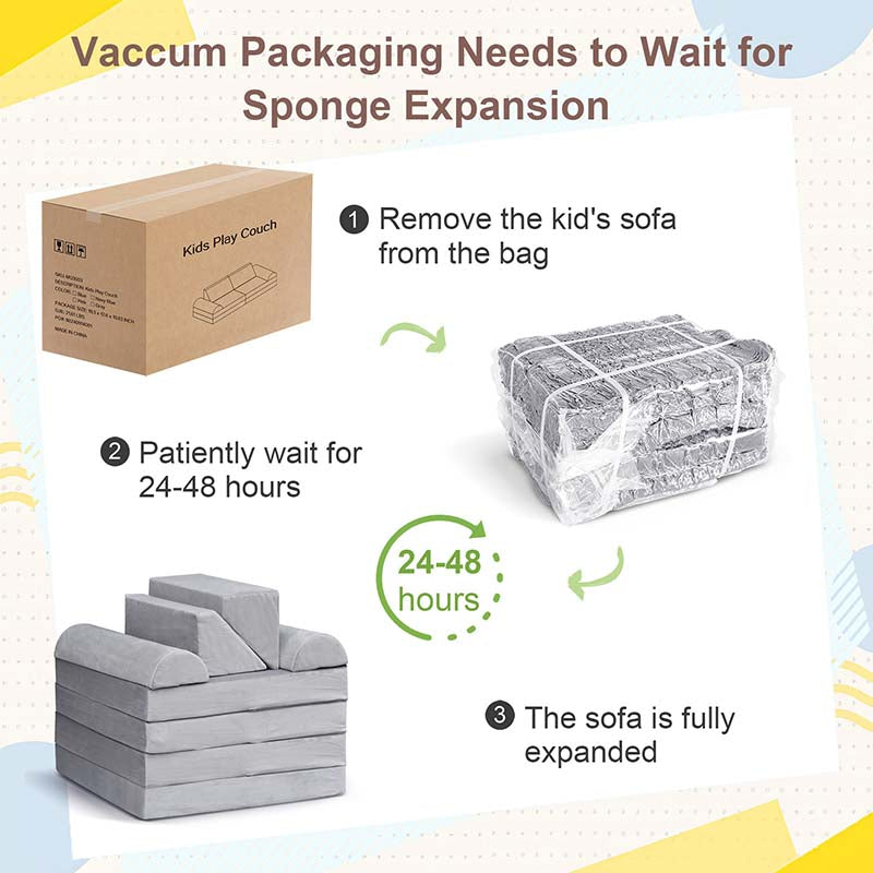 【Clearance Sale】8 Pcs DIY Modular Kids Couch, Toddler Play Sectional Sofa Chair for Playing, Creativity, Sleeping for Playroom, Bedroom, Children's Room