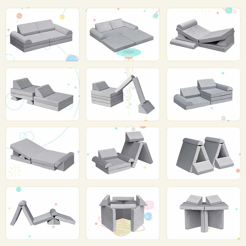 【Clearance Sale】8 Pcs DIY Modular Kids Couch, Toddler Play Sectional Sofa Chair for Playing, Creativity, Sleeping for Playroom, Bedroom, Children's Room