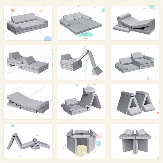 【Clearance Sale】8 Pcs DIY Modular Kids Couch, Toddler Play Sectional Sofa Chair for Playing, Creativity, Sleeping for Playroom, Bedroom, Children's Room