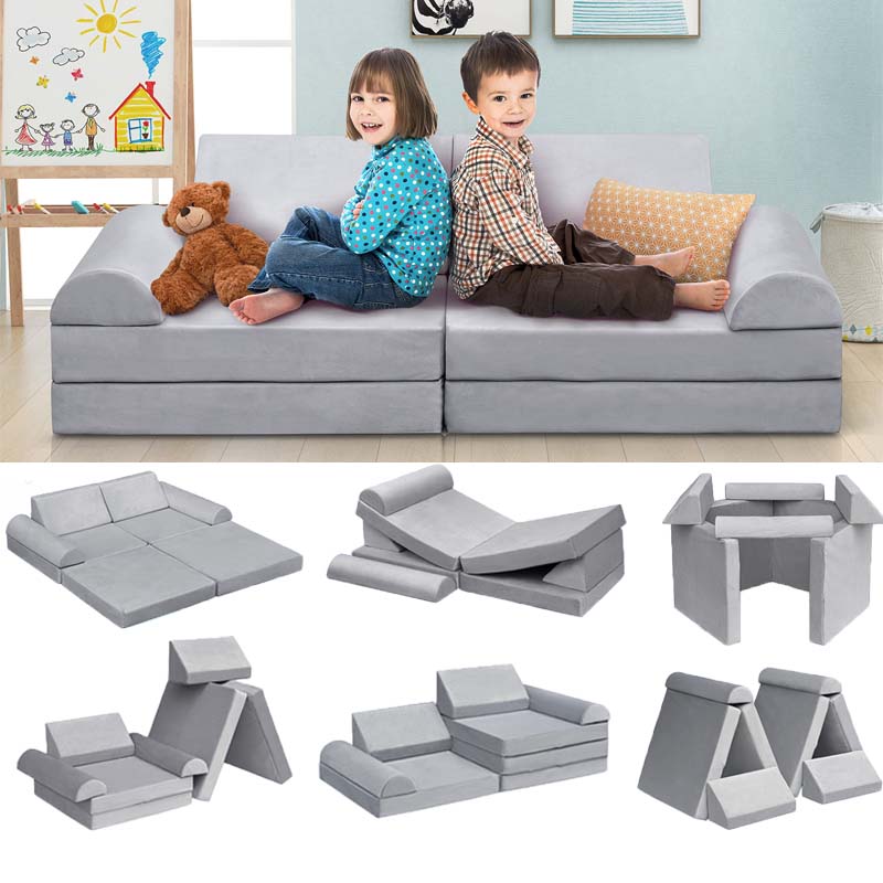 【Clearance Sale】8 Pcs DIY Modular Kids Couch, Toddler Play Sectional Sofa Chair for Playing, Creativity, Sleeping for Playroom, Bedroom, Children's Room