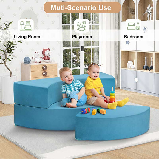 【Clearance Sale】3Pcs Modular Kids Play Couch, Creativing Playroom Floor Sofa Furniture for Children, Removable Fabric Cover