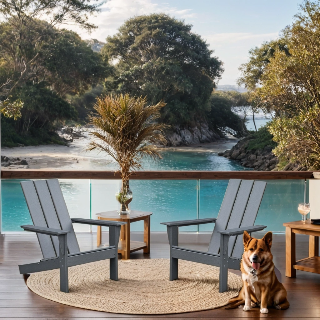 Adirondack Chair Set of 3 with Table, HDPE Weather-Resistant Patio Chair Fire Pit Chair for Outdoor, Backyard, Garden, Deck, Dark Gray