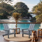 Adirondack Chair Set of 3 with Table, HDPE Weather-Resistant Patio Chair Fire Pit Chair for Outdoor, Backyard, Garden, Deck, Dark Gray