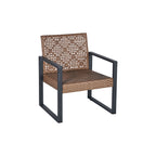 4-Piece Patio Furniture Set, Outdoor Balcony & Garden Seating with Acacia Wood Tabletop, Modern Black & Light Brown