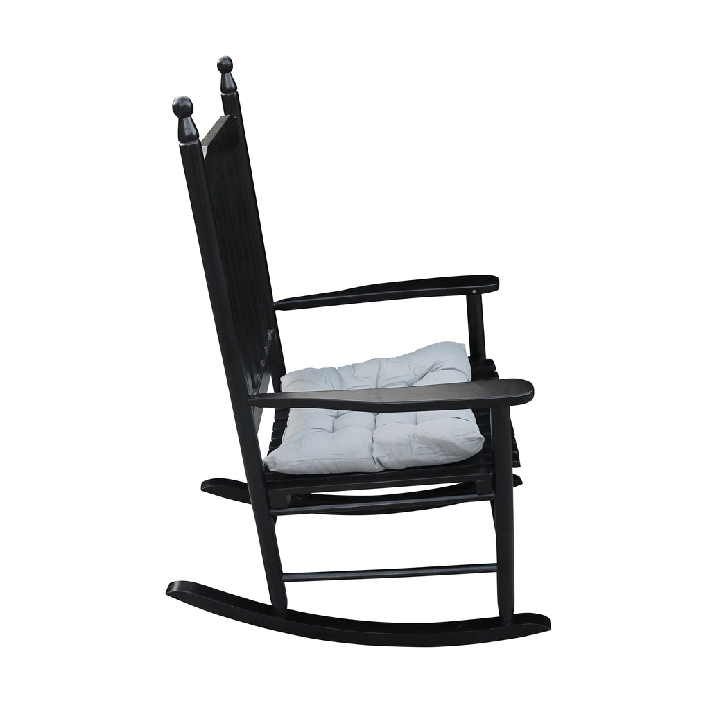 Wooden Porch Rocking Chair with Wide Arms, No Cushions for Patio or Living Room
