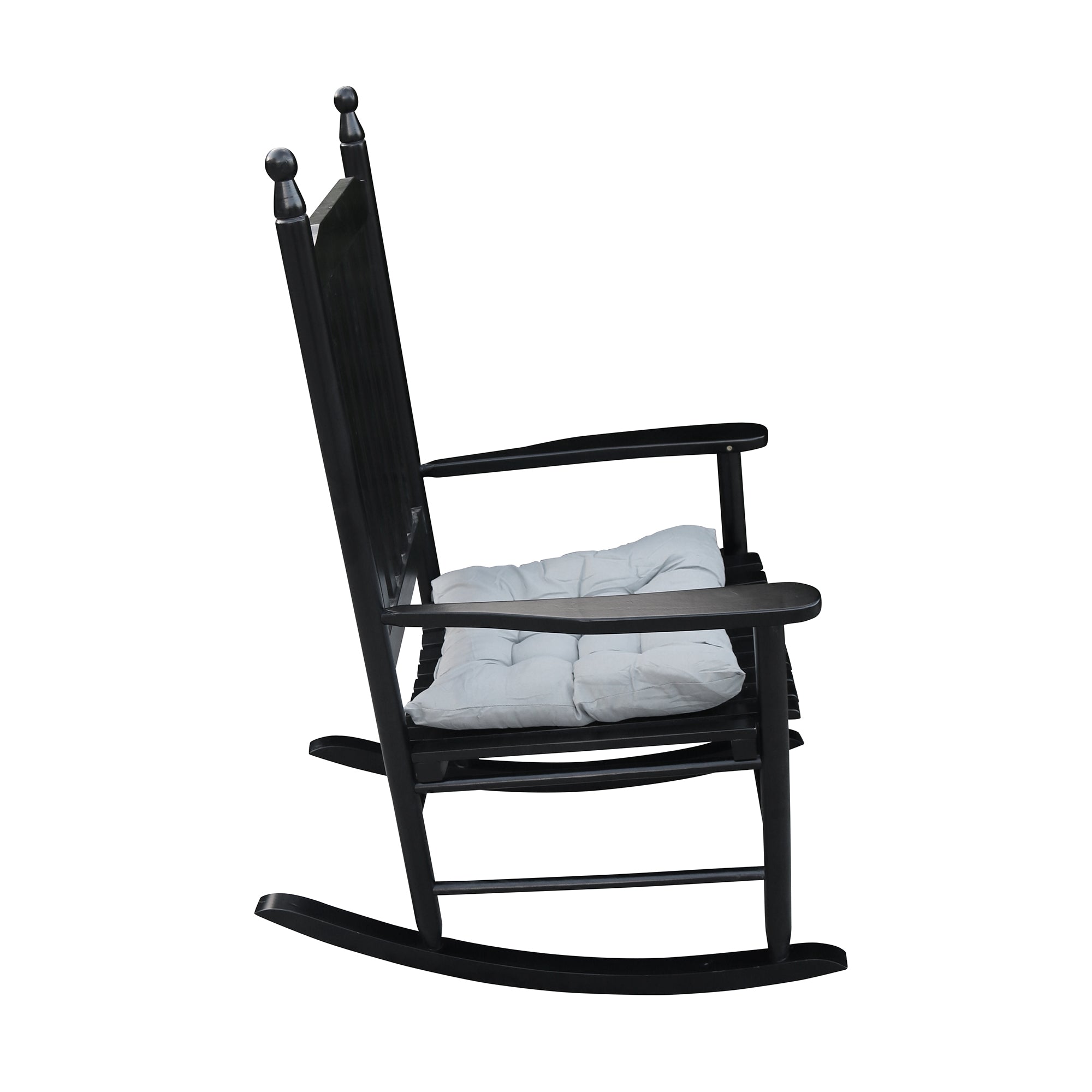 Wooden Porch Rocking Chair with Wide Arms, No Cushions for Patio or Living Room
