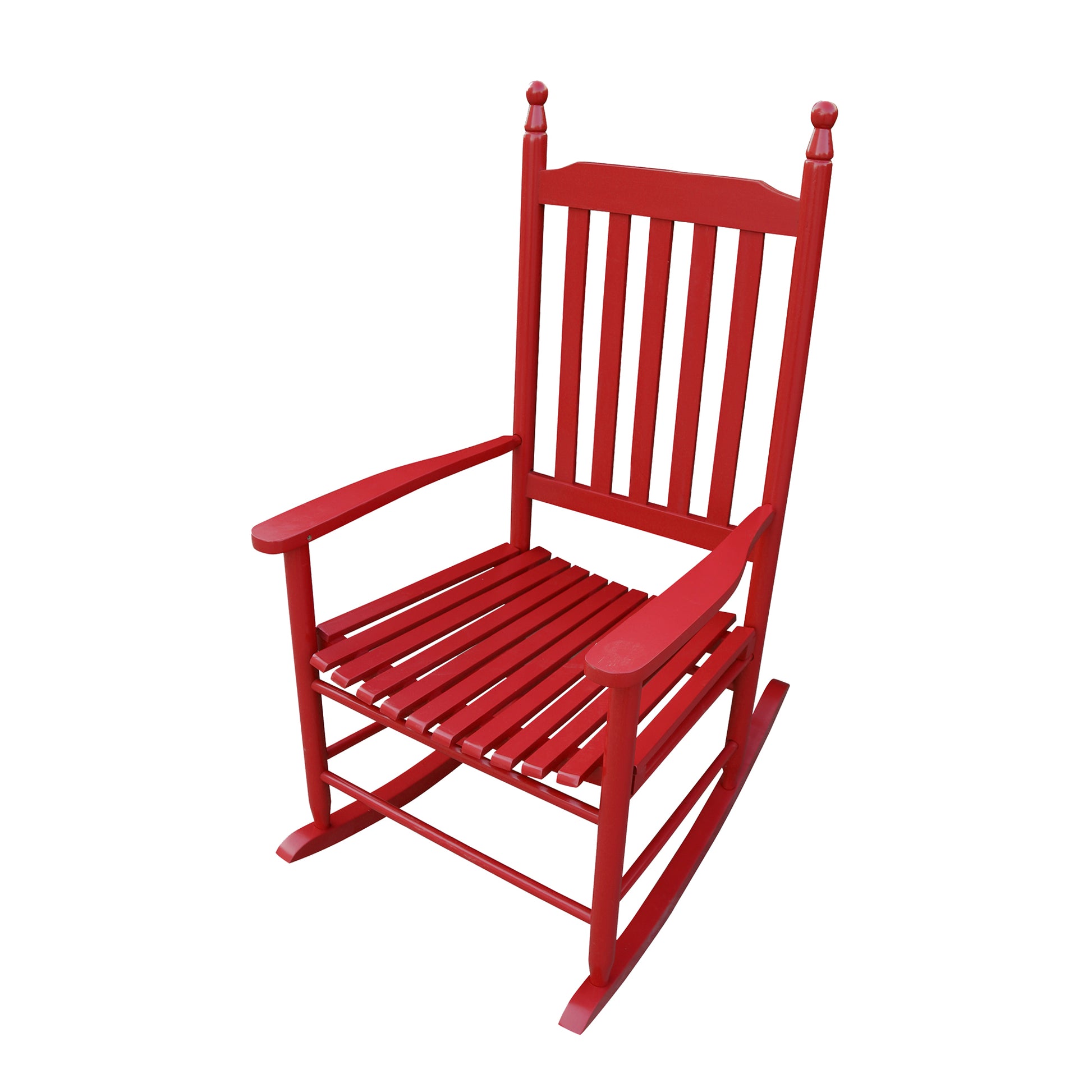 Wooden Porch Rocking Chair with Wide Arms, No Cushions for Patio or Living Room
