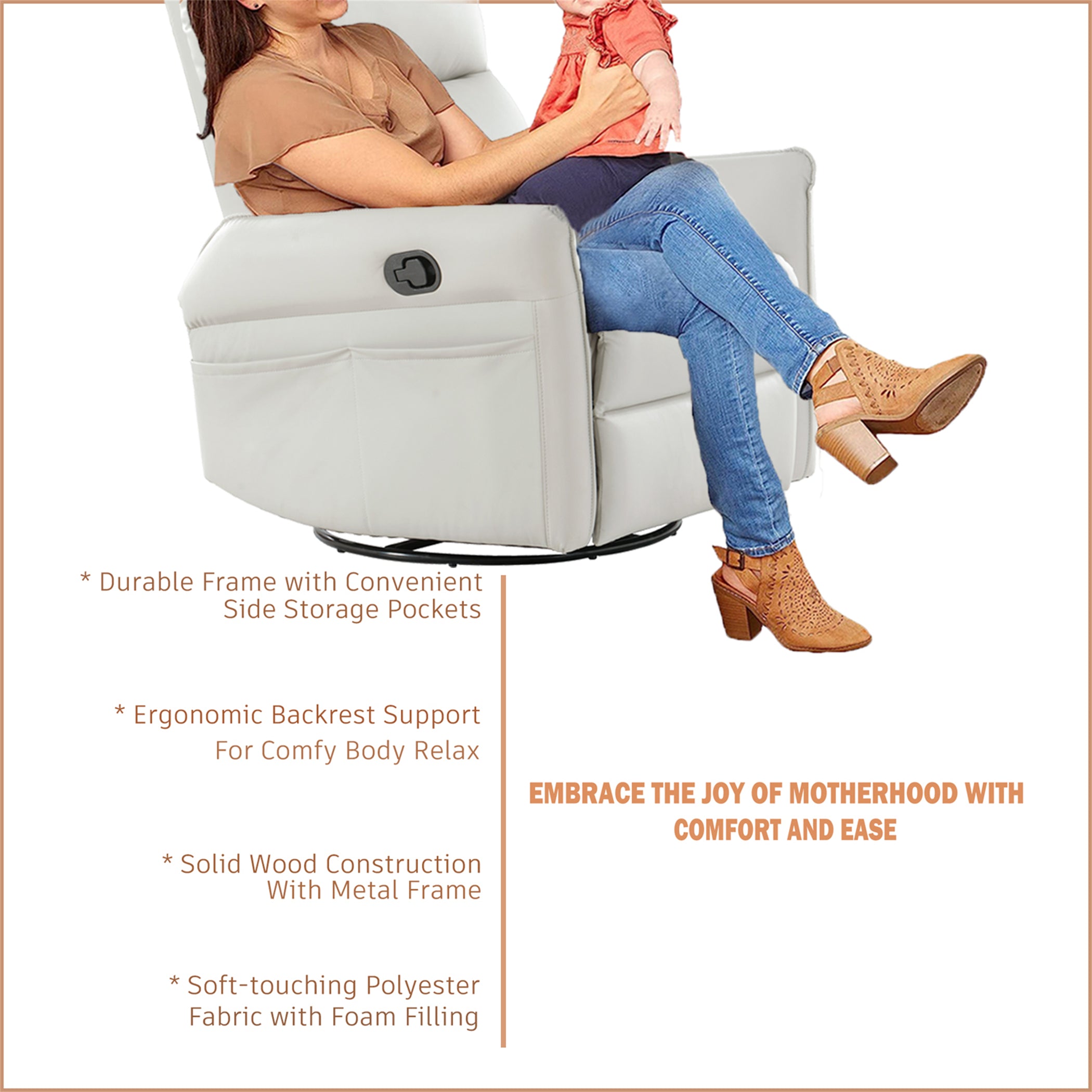 Power Swivel Rocker Recliner Chair for Adults, 270° Swivel Rocking Recliner Chair,Electric Small Recliners for Small Spaces, Single Sofa Recliner for Living Room, Bedroom