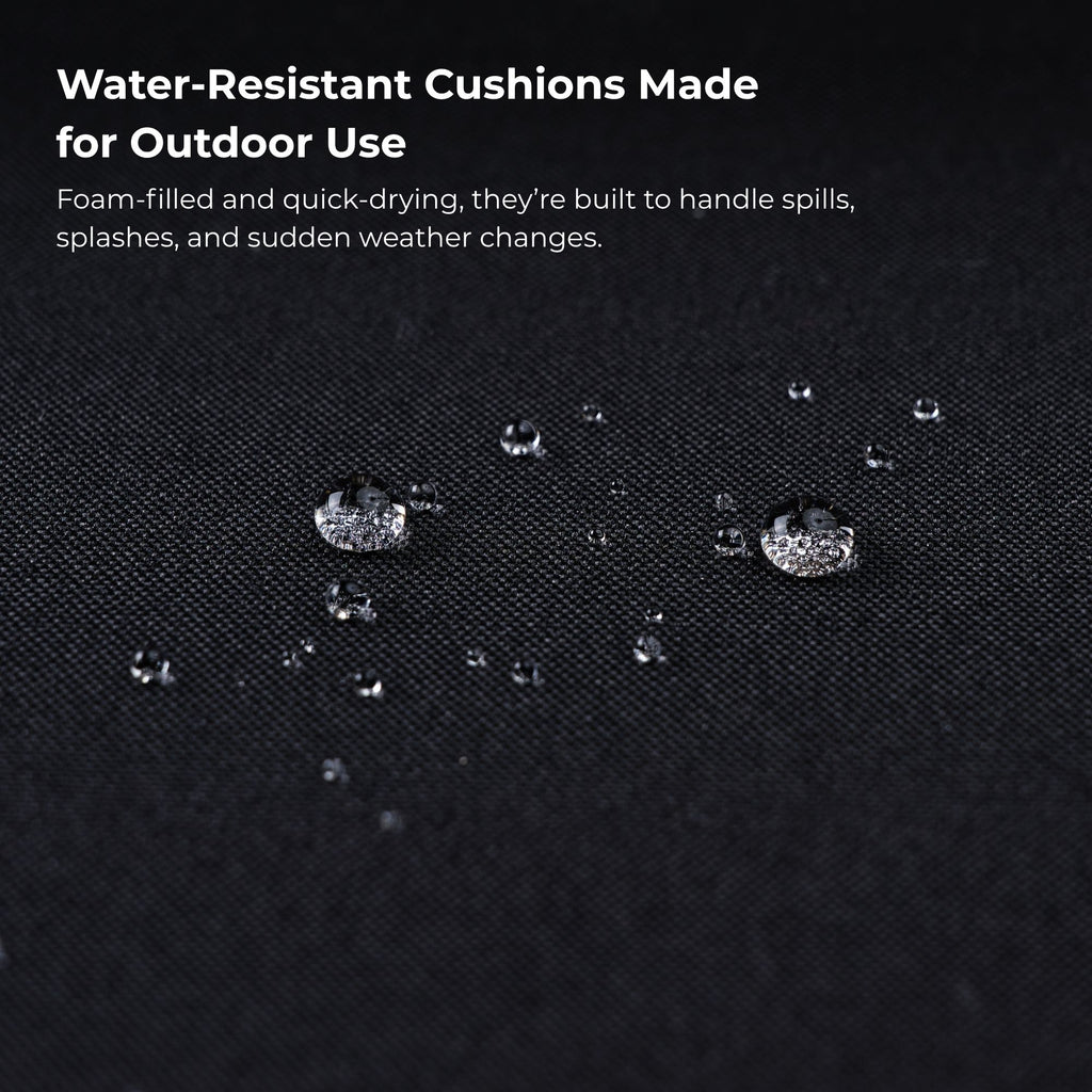 4-Piece Patio Furniture Set, Outdoor Balcony & Garden Seating with Acacia Wood Tabletop, Modern Black & Light Brown