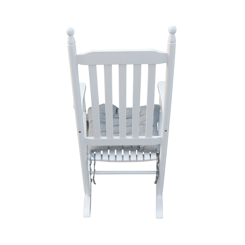 Wooden Porch Rocking Chair with Wide Arms, No Cushions for Patio or Living Room