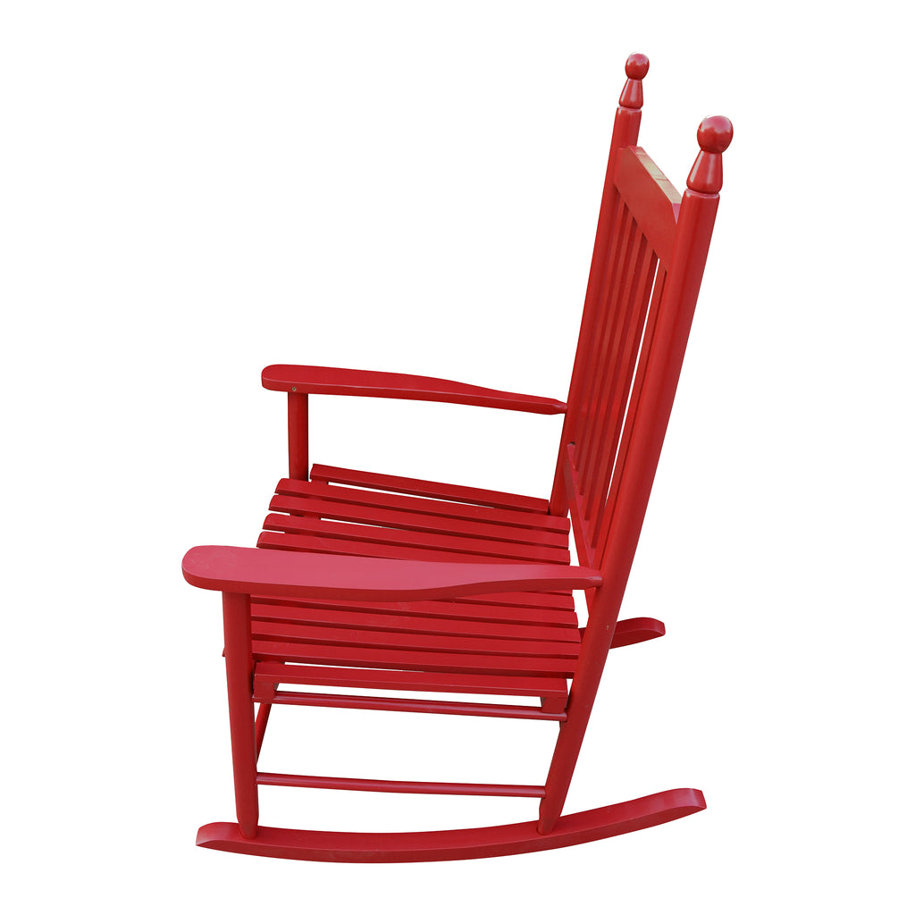 Wooden Porch Rocking Chair with Wide Arms, No Cushions for Patio or Living Room