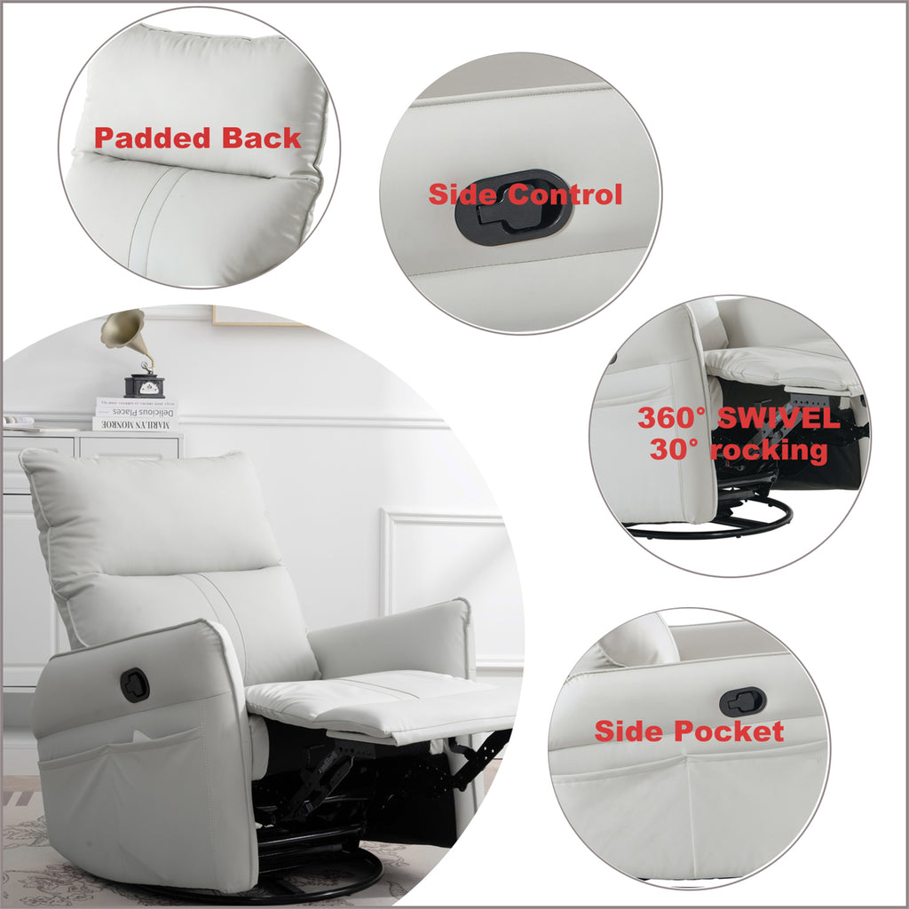 Power Swivel Rocker Recliner Chair for Adults, 270° Swivel Rocking Recliner Chair,Electric Small Recliners for Small Spaces, Single Sofa Recliner for Living Room, Bedroom
