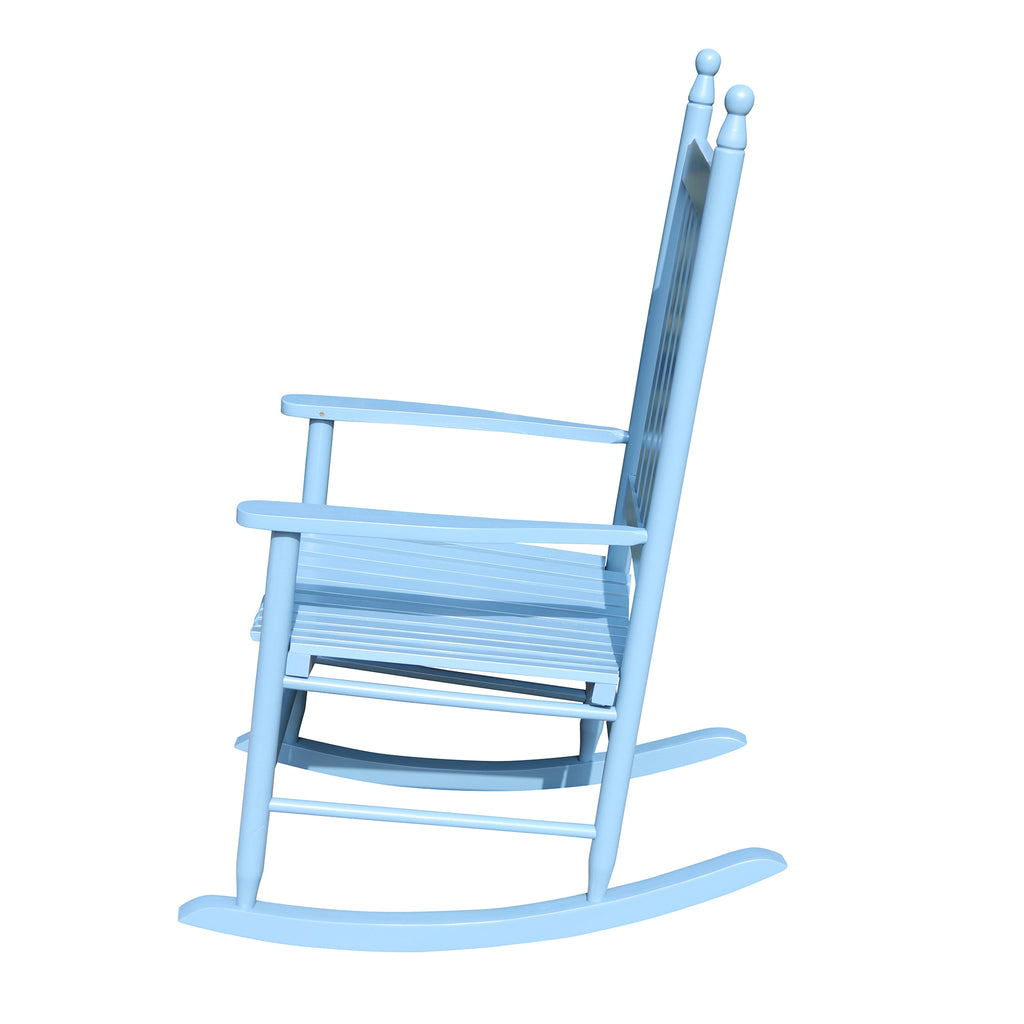 Wooden Porch Rocking Chair with Wide Arms, No Cushions for Patio or Living Room