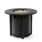 32" Propane Gas Fire Pit Table, 50000 BTU Round Steel Fire Pit for Outside Patio Deck Garden Courtyard-Black