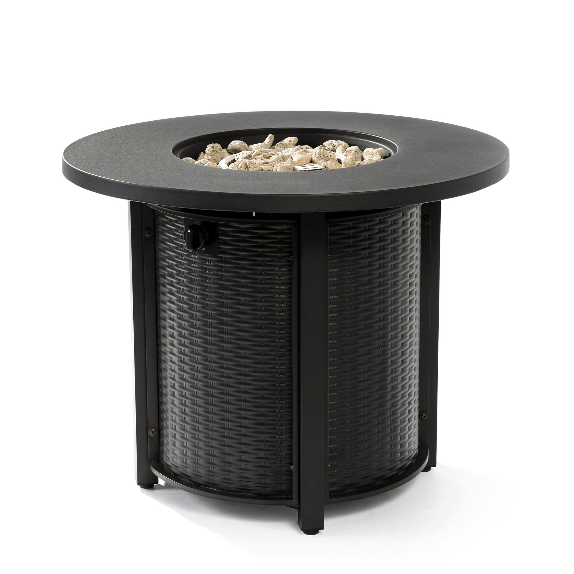 32" Propane Gas Fire Pit Table, 50000 BTU Round Steel Fire Pit for Outside Patio Deck Garden Courtyard-Black