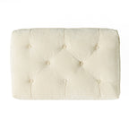 Khaki Tufted Ottoman with Cushions, 28 Inch Upholstered Ottoman for Living Room, Bedroom Sitting Area