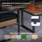 4-Piece Patio Furniture Set, Outdoor Balcony & Garden Seating with Acacia Wood Tabletop, Modern Black & Light Brown