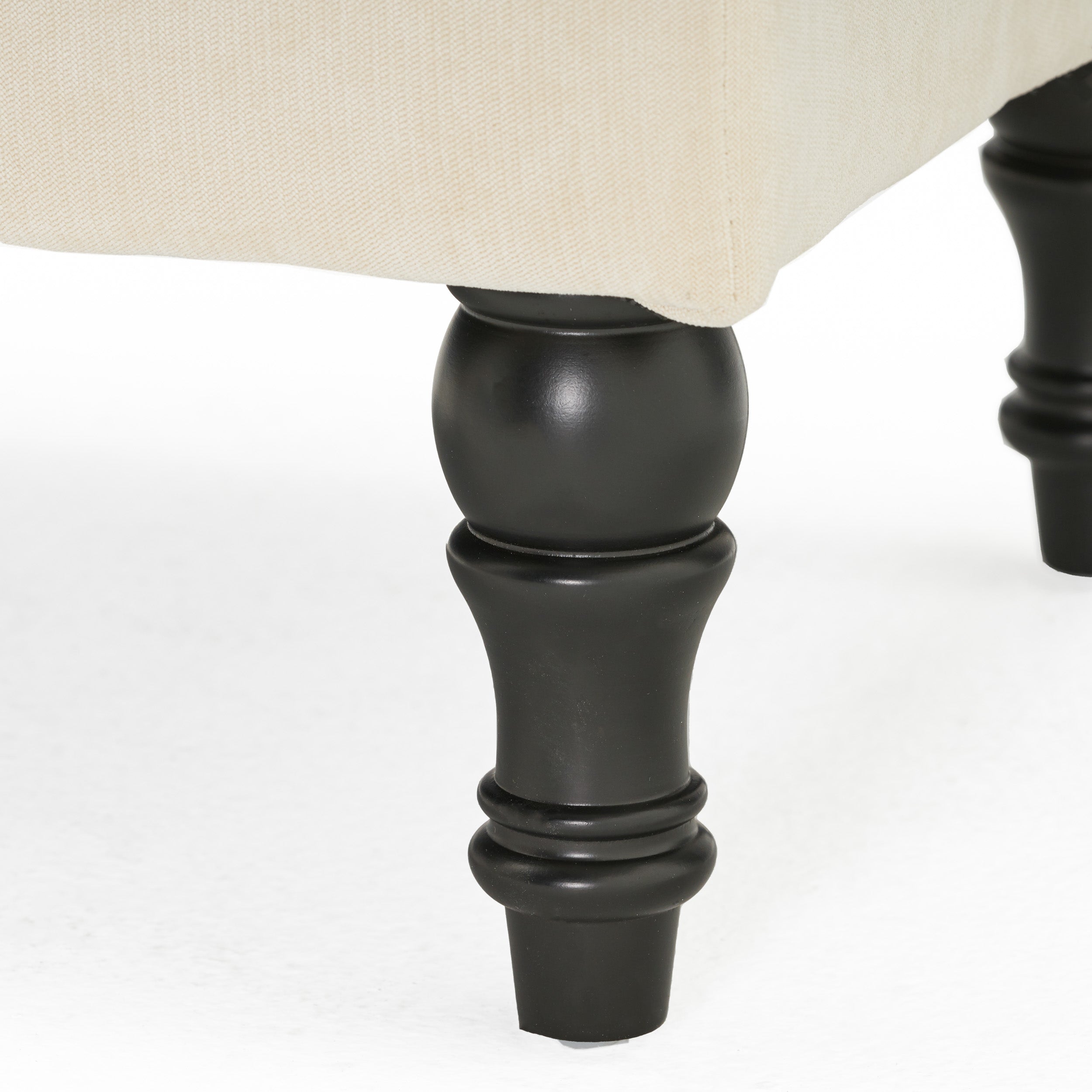 Khaki Tufted Ottoman with Cushions, 28 Inch Upholstered Ottoman for Living Room, Bedroom Sitting Area