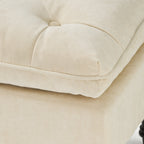 Khaki Tufted Ottoman with Cushions, 28 Inch Upholstered Ottoman for Living Room, Bedroom Sitting Area