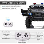 12V Police Car Ride On Truck Car, 2-Seater Battery Powered Electric Car W/Parents Remote Control, Siren, Music, Bluetooth, Horn