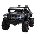 12V Police Car Ride On Truck Car, 2-Seater Battery Powered Electric Car W/Parents Remote Control, Siren, Music, Bluetooth, Horn
