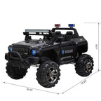 12V Police Car Ride On Truck Car, 2-Seater Battery Powered Electric Car W/Parents Remote Control, Siren, Music, Bluetooth, Horn